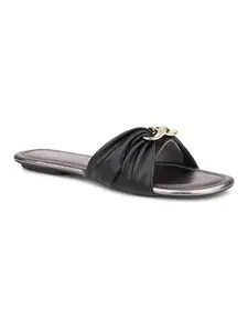 Inc.5 Womens Black Casual Solid Open Toe Flat Slip-On Sandals