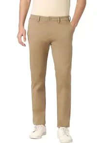 Peter England Men's Slim Casual Pants (PCTFSSLF411144_Khaki