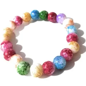 GIRLYZ ATTIRE Colorful Bead Bracelet Multicolour Stretchable Elastic Bracelets for Girls & Women (PACK OF 1)