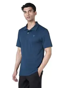 TECHNOSPORT Men Solid Polo T Shirt Slim Fit Short Sleeve Polyester Branded Tshirt for MenGym Workout Casual