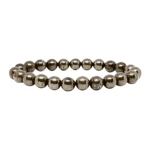 Natural Pyrite Bracelet, Pyrite Gemstone Beaded, 8 mm