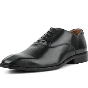 LOUIS STITCH Jet Black Italian Crust Leather Footwear for Work | Formal Derbys for Men | Comfortable Derby Formal Shoe| LSTXPL | UK-7
