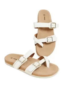 Max Women Solid Double Strap Sandals (Off White_38)