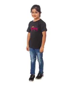 Girls Cotton Princess Half Sleeve Tshirt (Black, Size:XL)-PID41481