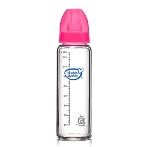 Buddsbuddy Choice+ Glass Feeding Bottle (250 ml, Pink)