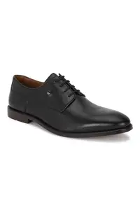 Louis Philippe Men Black Leather Derby Shoes