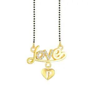 Kanak Jewels Valentine's Love letter P Gold plated Latest pendant alphabet Mangalsutra