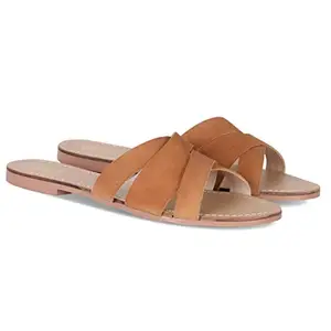 Carlton London Women's Brown Ballet Flats Ginger Tan Leather 4 UK (37 EU) (5 US) (CLL-4834)