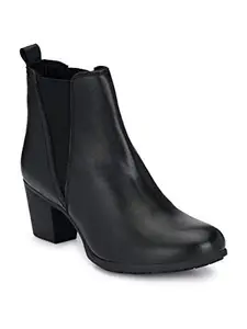 Delize Black Mid heal Ankle Boots For Women's (39, Black)