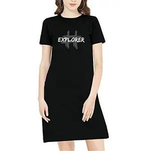 Women's Regular Fit Tshirt Knee Length Hashtag Explorer Cotton Printed Round Neck Half Sleeves Trending, Text, Quotes Tops and Tshirts. (BZ_TVP-O-Female-L-LongHashtag-5-Black)