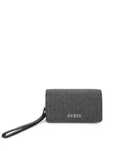 GUESS Charcoal Grey Printed Sandria Boxed 3-Fold Wallet