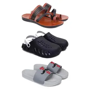 DRACKFOOT Men's Sandals | Lightweight Wear| Stylish & Easy to Wear For Men's GR-SAN-(3-COMBO)-3151-3149-1590-6