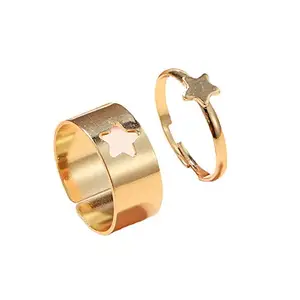 Vembley Stylish Valentine Gift Golden Star Couple Ring Matching Wrap Finger Ring for Women and Men