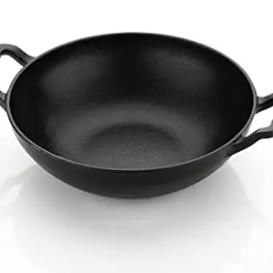 COOKBEAT Cast Iron Kadhai, Kadai for Cooking Deep Fry, Oven Safe Cookware Induction Friendly Loha Kadhai – 3 Litre (26cm), Black (Without Lid) price in India.