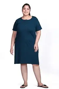 In Love Women Cotton Buttoned Plus Size Short Slip Nighty Chemise