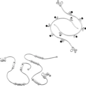 Heer Collection Traditional Jewellery For All Occassions Anklets Payal Pair for Women/Girls Alloy Anklet - Bzr_Combo Payal 106 & 121 (1-Pair Each)