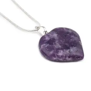 Crystalm Natural certified Lepidolite heart pendant gift for girls working women