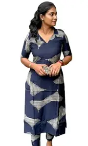 Sun Fashion And Lifestyle Kurta Sets for Woman | Kurti Set | Women's 2 Piece Kurta Pant Set | Rayon Kurta Woman | Elegant Suit for Women | Pant (KP53_Blue)