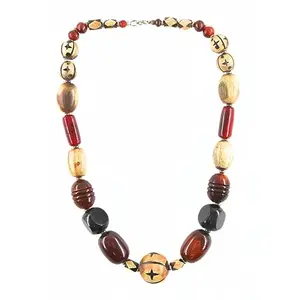 Exquisite Handcrafted 10.5 Inch Wooden Necklace Vibrant Multi Color Design