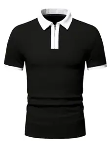 TAGDO Men's Waffle Knitted Polo Neck Regular Fit Tees