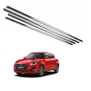 ROSHNEER Car Window Lower Garnish Stainless Steel Chrome Finish Exterior Compatible for Maruti Swift Model 2019 Set of 4 PCS