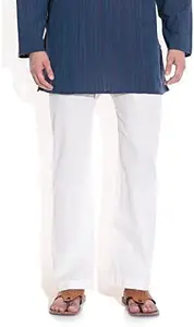 Fashtastic White Men's Cotton Nadi Button Pajama (Medium)