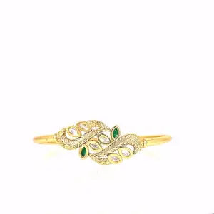 Gold Plated Bracelet with Marquise Green and White Stones