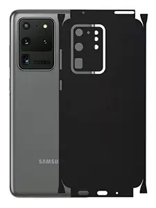 AtOdds - Samsung Galaxy S20 Ultra Mobile Back Skin Rear Screen Guard Protector Film Wrap with Camera Protector (Coverage - Back+Camera+Sides) (Matte Black)