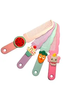 WingsCreations Kids Decorative Hair Combs, Cute Animal and Fruit Design, Set of 4,
