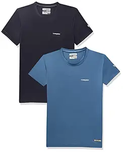 Charged Endure-003 Chameleon Spandex Knit Round Neck Sports T-Shirt Blue-Heaven Size Xs And Charged Pulse-006 Checker Knitt Round Neck Sports T-Shirt Navy Size Xs