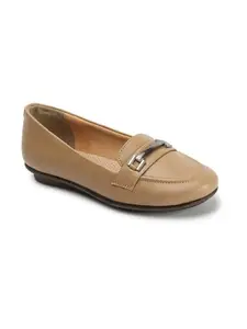 ELLE Women Ballet Flat,Beige,UK-7