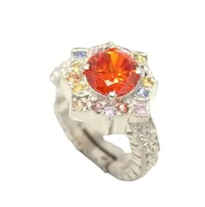 Rajasthan Gems Designer Ring 925 Sterling Silver Cubic Zirconia CZ Stone Adjustable Women Handmade Gift H267