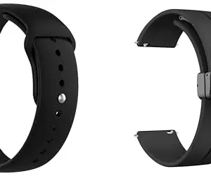 ACM Pack of 2 Watch Strap Silicone & Magnetic Clasp Belt 22mm compatible with Maxima Max Pro Coral Smartwatch Sports with Sports Hook Band (Black)