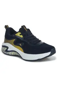 ABROS Tender Sports Shoes Made of Mesh & EVA Comfortable Shoes for Mens (Navy/Mustard 9)