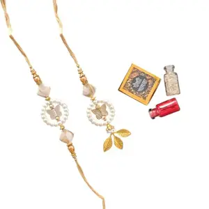 SWEKSHA CREATIONS Couple Rakhi Set for Bhaiya Bhabhi, Designer Rakhis with Roli Chawal COMBO FOR RAKSHABANDHAN (1 PAIR)