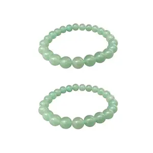 Natural Green Aventurine Crystal Bracelet | Handmade 8mm Bead Round Shape Crystal Bracelet For Women & Men (Pack of 2)