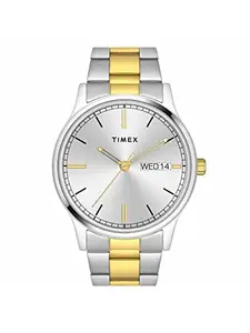 TIMEX Men Stainless Steel Classics Collection Multifunction Analogue Silver Dial Coloured Quartz Watch, Round Dial with 42Mm Case Width - Tw0Tg8314, Band Color-Multicolor