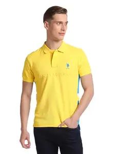 U.S. POLO ASSN. Men's Plaid Slim Fit Polo Shirt (USTSH1783_Yellow