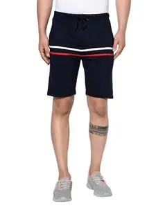Unicus Apparel Mens Striped Elasticated Waistband Cotton Multicolor Relaxed Fit Solid Active Wear Shorts with Side Pockets