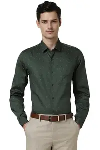 Peter England Men's Slim Fit Shirt (PESFOSLBJ86007_Green