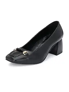 El Paso Women's Black Faux Leather Casual Slip On Heels - EPW450Black_7