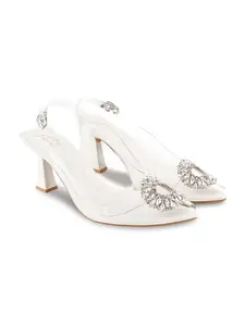 JM LOOKS Women's Fashion Casual Sandals Peep Toe Comfortable Sole with Fancy Transparent Rhinestone