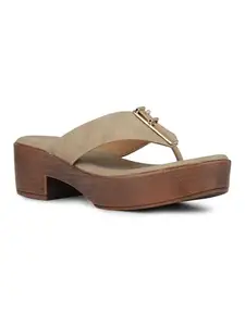 Inc.5 Womens Beige Casual Thong Platform Heel Sandals
