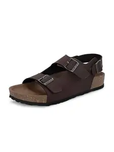 EL PASO Men's Brown Stock Faux Leather Stock Cork Slippers Birk Sandals - 8 UK