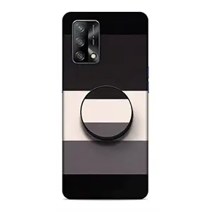 Screaming Ranngers Designer Printed Hard Matt Finish Mobile Case Back Cover with Mobile Holder for Oppo F19 (Pattern/White/Plain Design)