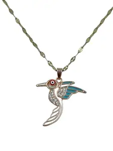 LAADLI Hummingbird Pendant Necklace, Gold Plated Stainless Steel, Golden Hummingbird Fashion Jewelry for Women