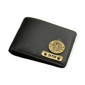 The Unique Gift Studio Customized Wallet for Men | Personalized Wallet with Name Printed | Leather Name Wallet for Men | Customised Gifts for Men |Personalised Mens Purse with Name & Charm - Black
