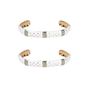 SALTY Pack of 2 Opulent Gold Cuff Accents Bracelet for Women | Fancy Jewellery Gifts | Hand Band | Latest Fashion Accessories for Girls | Minimal Jewelry Design | Ideal for Gifting