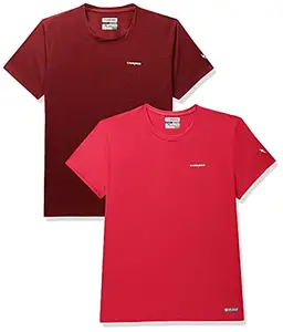 Charged Brisk-002 Melange Round Neck Sports T-Shirt Rust Size XL and Charged Endure-003 Chameleon Spandex Knit Round Neck Sports T-Shirt Red Size XL