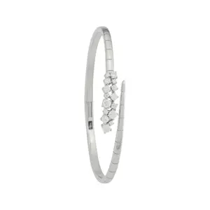 Kushal's Fashion Jewellery White Rhodium-Plated Casual 92.5 Pure Silver Zircon Kada - 432497